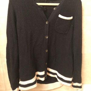 rag & bone navy and white striped cardigan size L